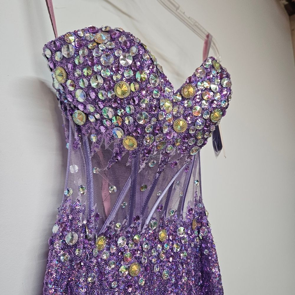 NWT Blush Prom Sequin Prom Dress Size 00 - Picture 3 of 12